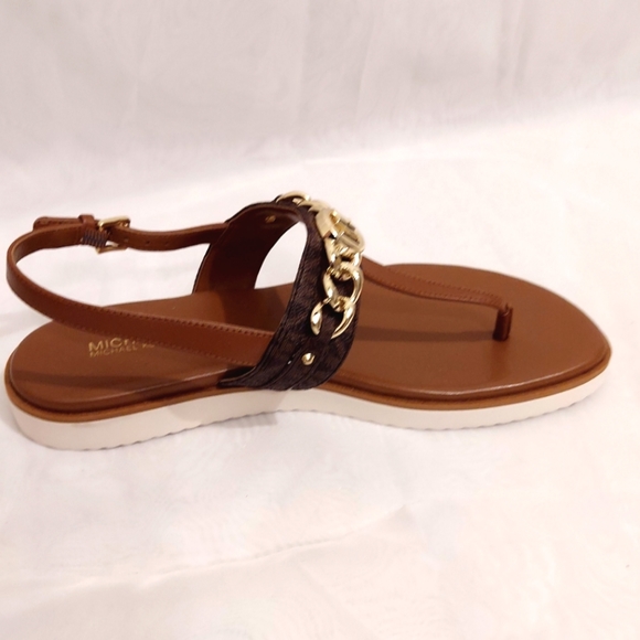 NWB Michael Kors Brown Monogram Chain Sandals Size 9 - Picture 3 of 4